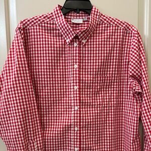 Chef Works Women's 2XL Red Gingham Long Sleeve Button Down